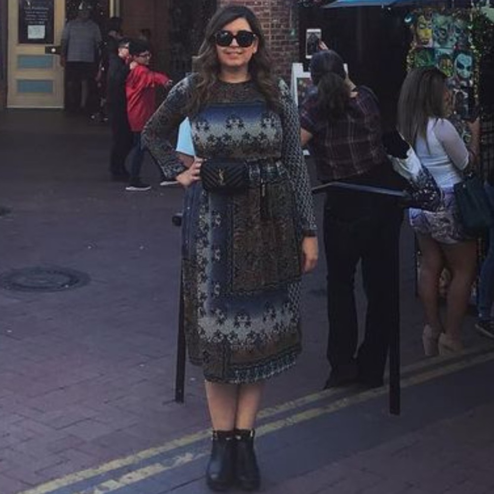 Zara Patchwork Print Long Sleeve Button Back Dress - image 4